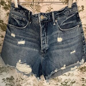 Good American Blue Distressed Jean Shorts